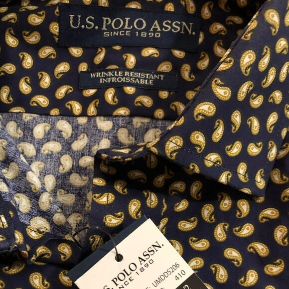 U.S. POLO ASSN Men's Wrinkle Resistant Paisley Dress Shirt - NWT - Picture 4 of 4